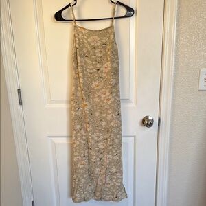 American Eagle Outfitters Cream Sleeveless Spaghetti Strap Sundress